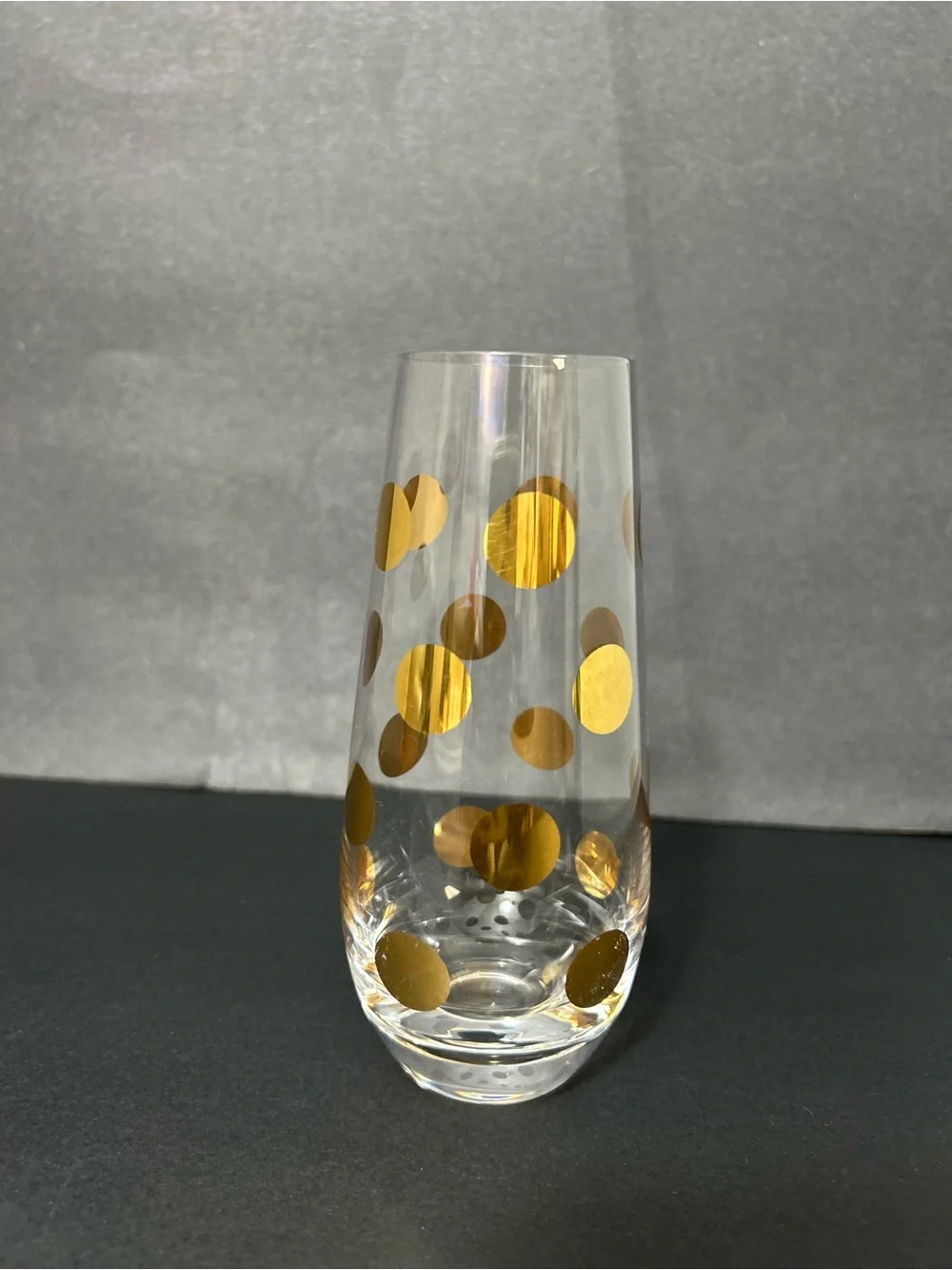 kate spade Clear Glass Vase with Metallic Gold Polka Dots